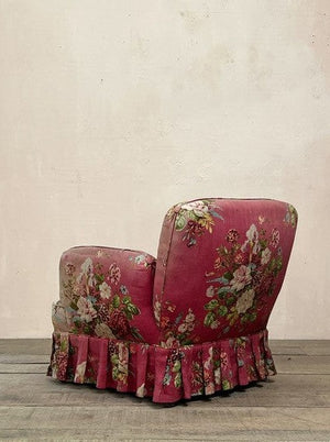 Floral pillow armchair (re-upholstered, ex. fabric)