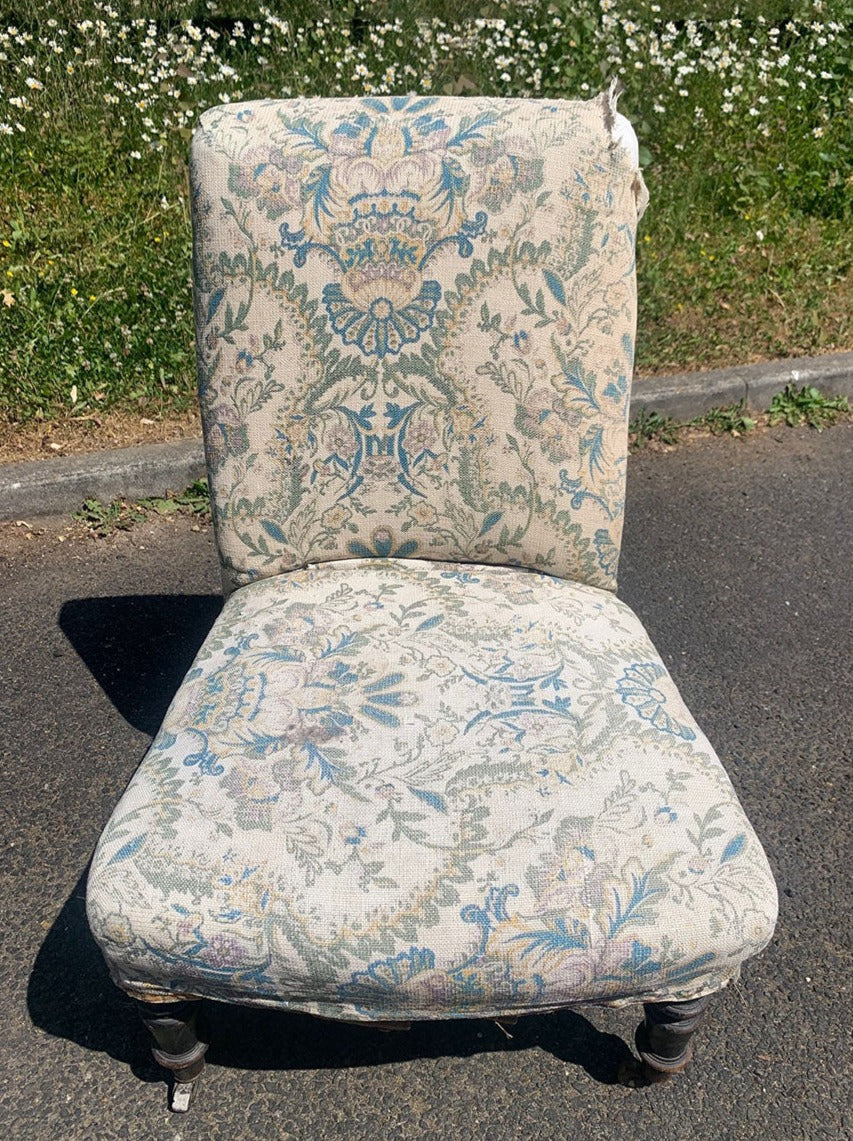 Pair of slipper chairs (Re-upholstered, ex. fabric) (Reserved)