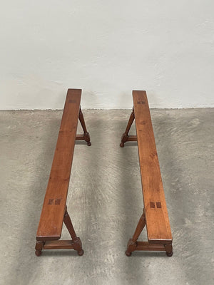 Pair of fruitwood benches