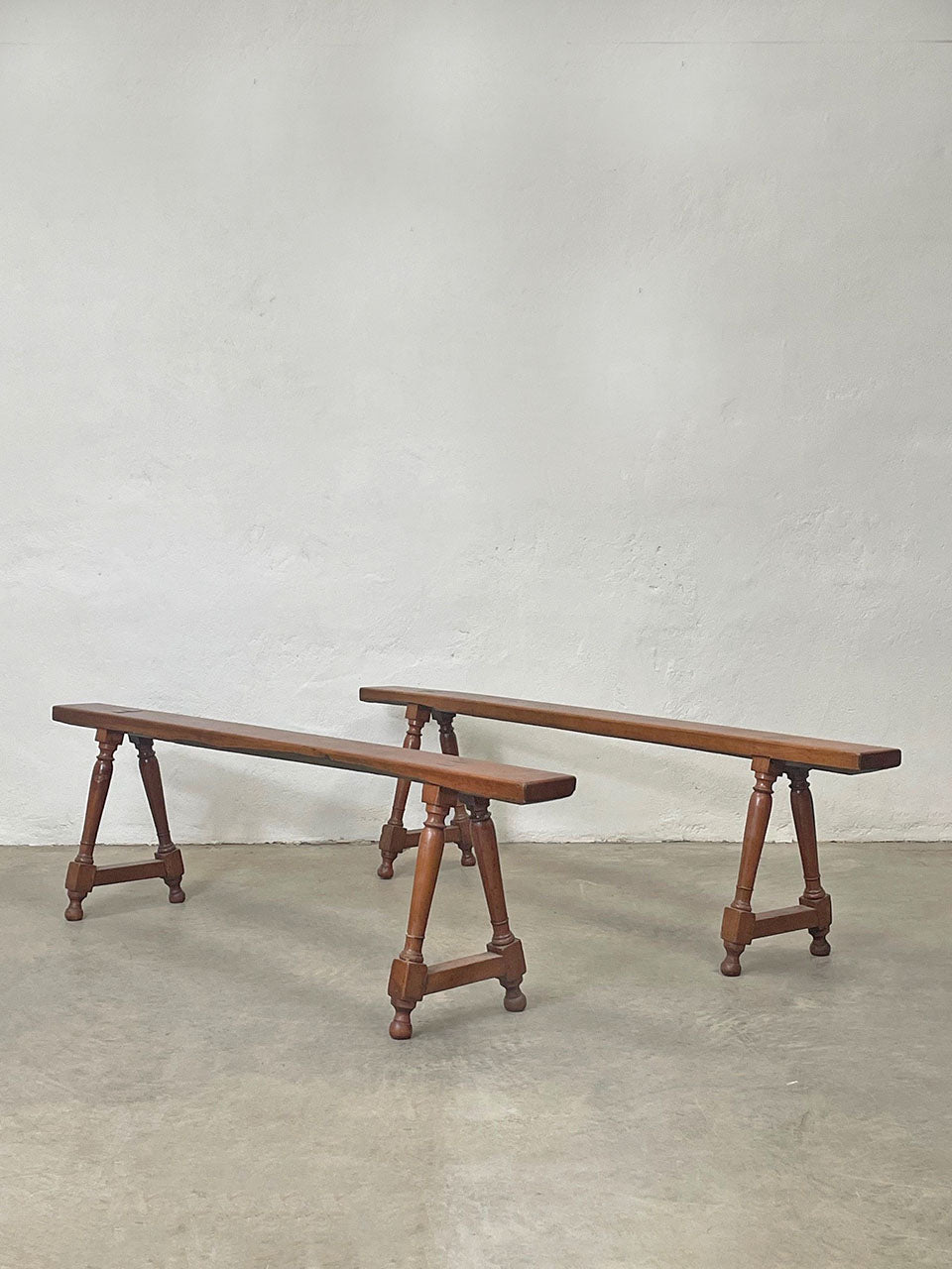 Pair of fruitwood benches
