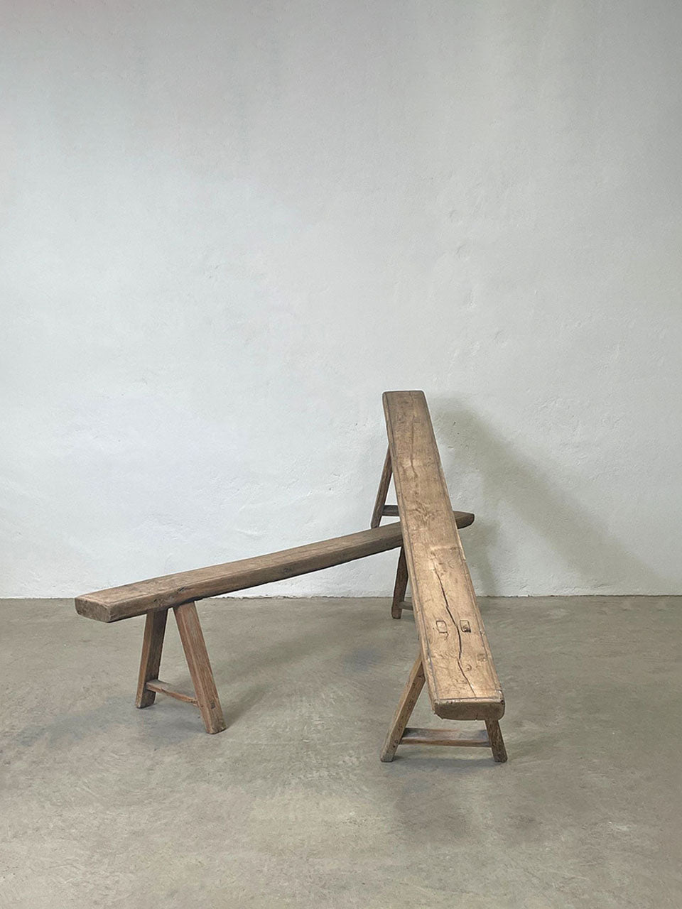 Near pair of oak trestle benches (Reserved)