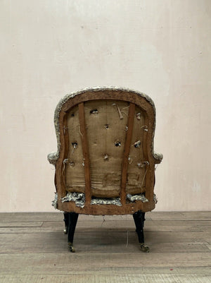 Deep buttoned armchair (Re-upholstered, ex. fabric)