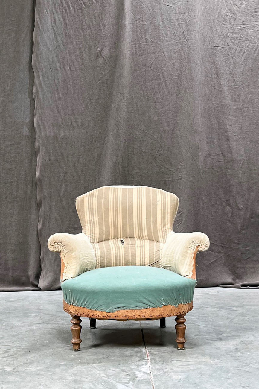 Pair of crapaud armchairs (inc. reupholstery, ex. fabric)