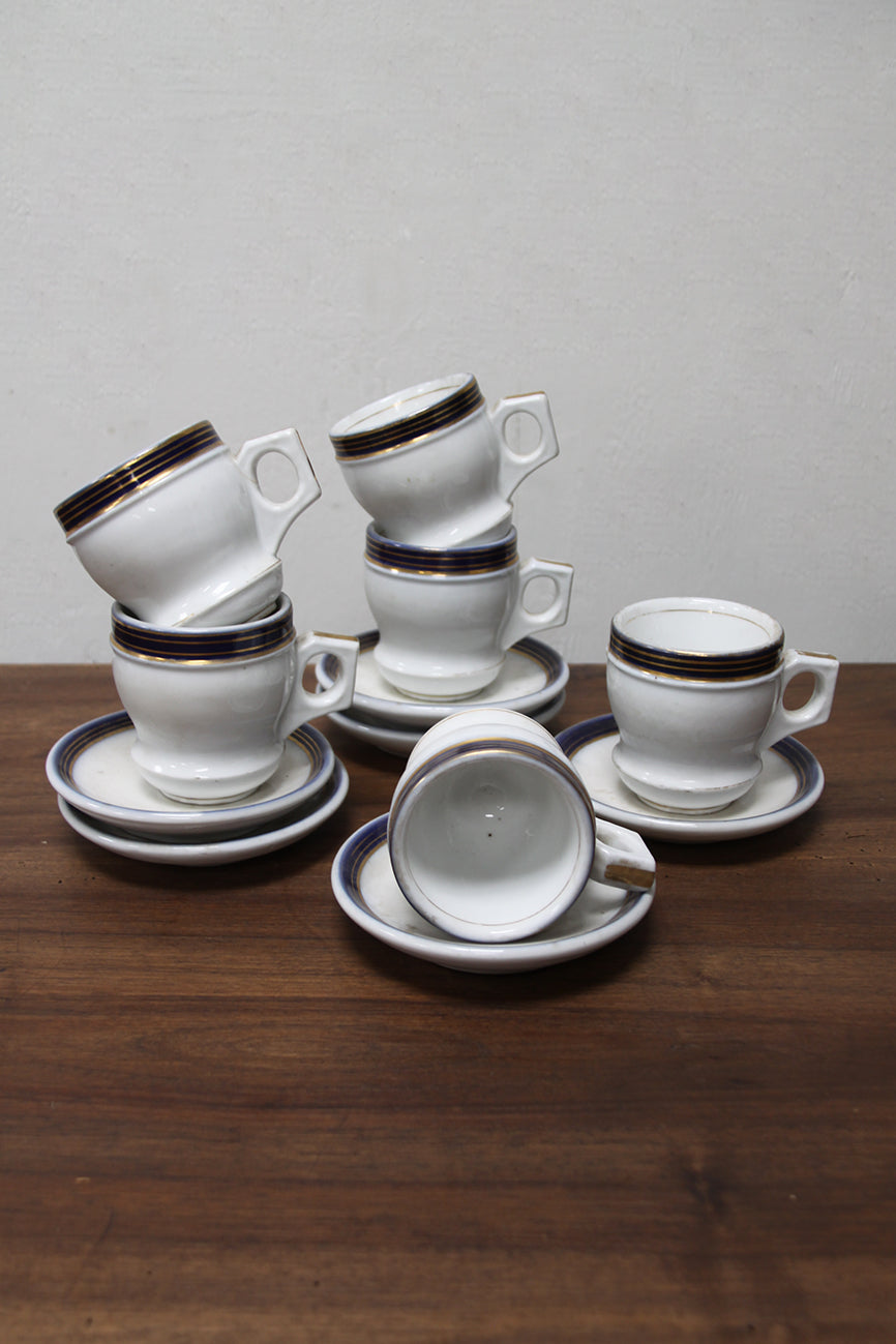 Set of old bistro coffee cups