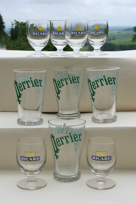 Ricard and Perrier glasses