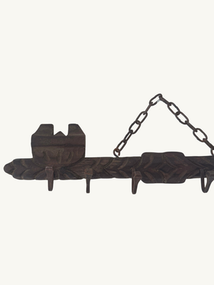 Carved wood key hooks