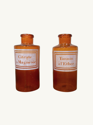 Amber glass pharmacy bottles