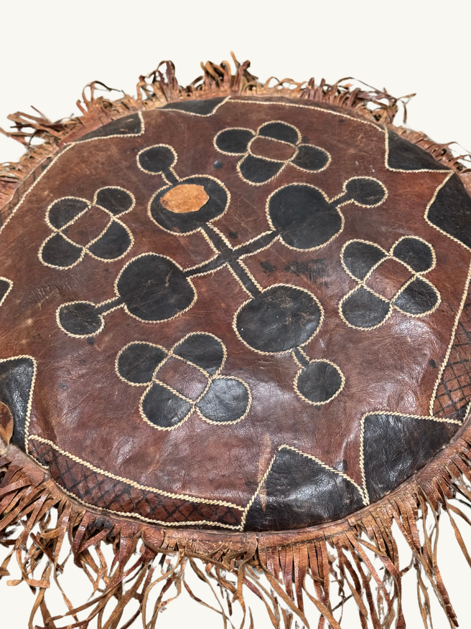 Round leather cushion