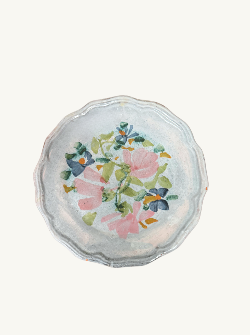 Floral patterned ceramic plate