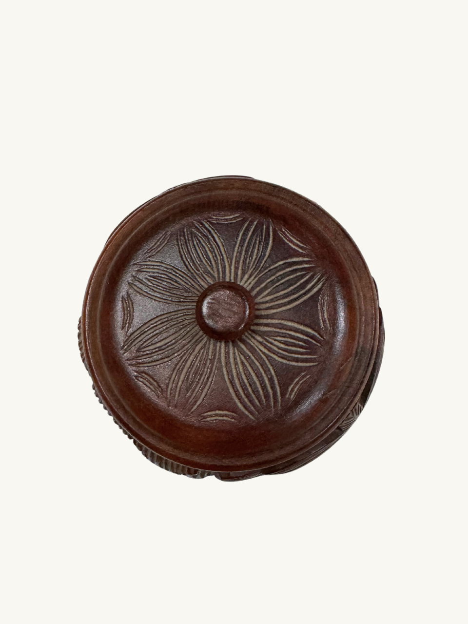 Carved wood pot