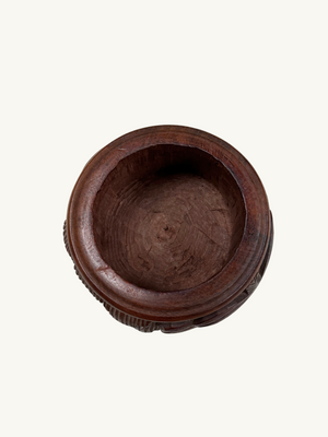 Carved wood pot