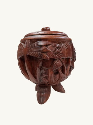 Carved wood pot