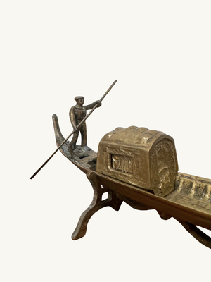 Brass gondola inkwell