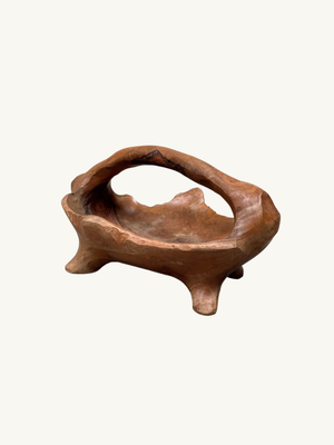 Carved wood fruit bowl