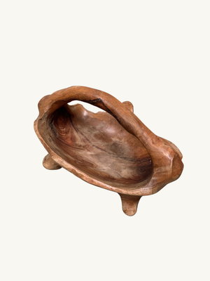 Carved wood fruit bowl