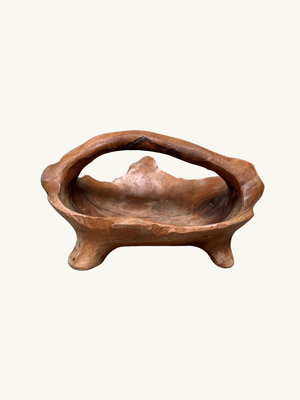 Carved wood fruit bowl