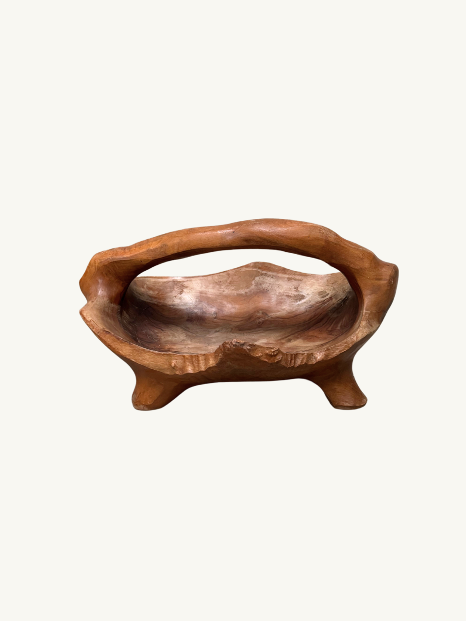 Carved wood fruit bowl