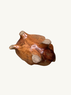 Carved wood fruit bowl