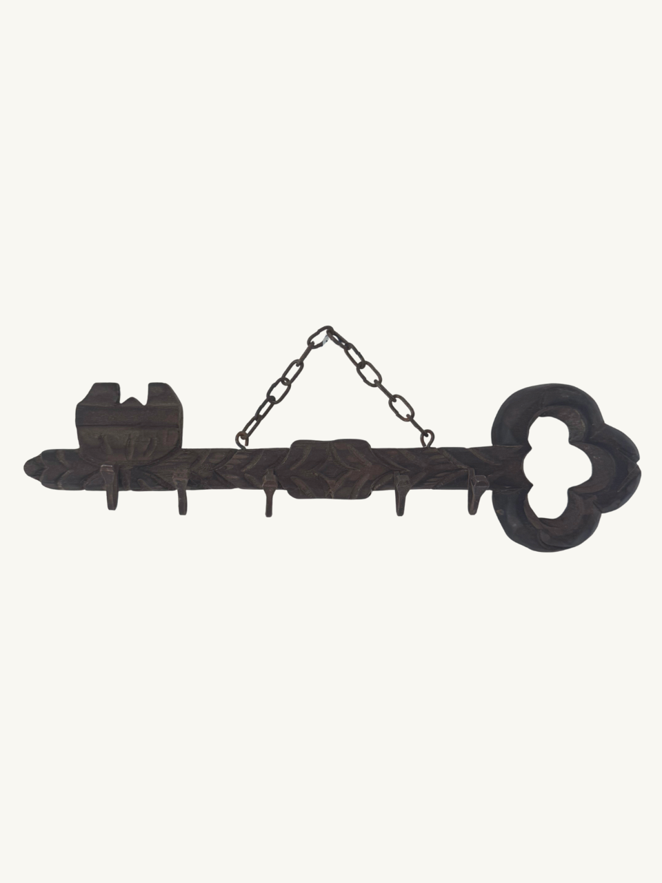 Carved wood key hooks