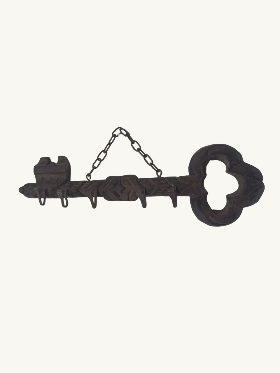 Carved wood key hooks