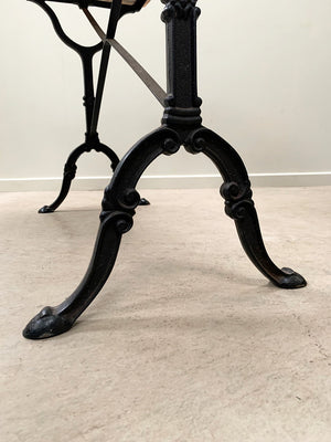 Cream veined marble top bistro table