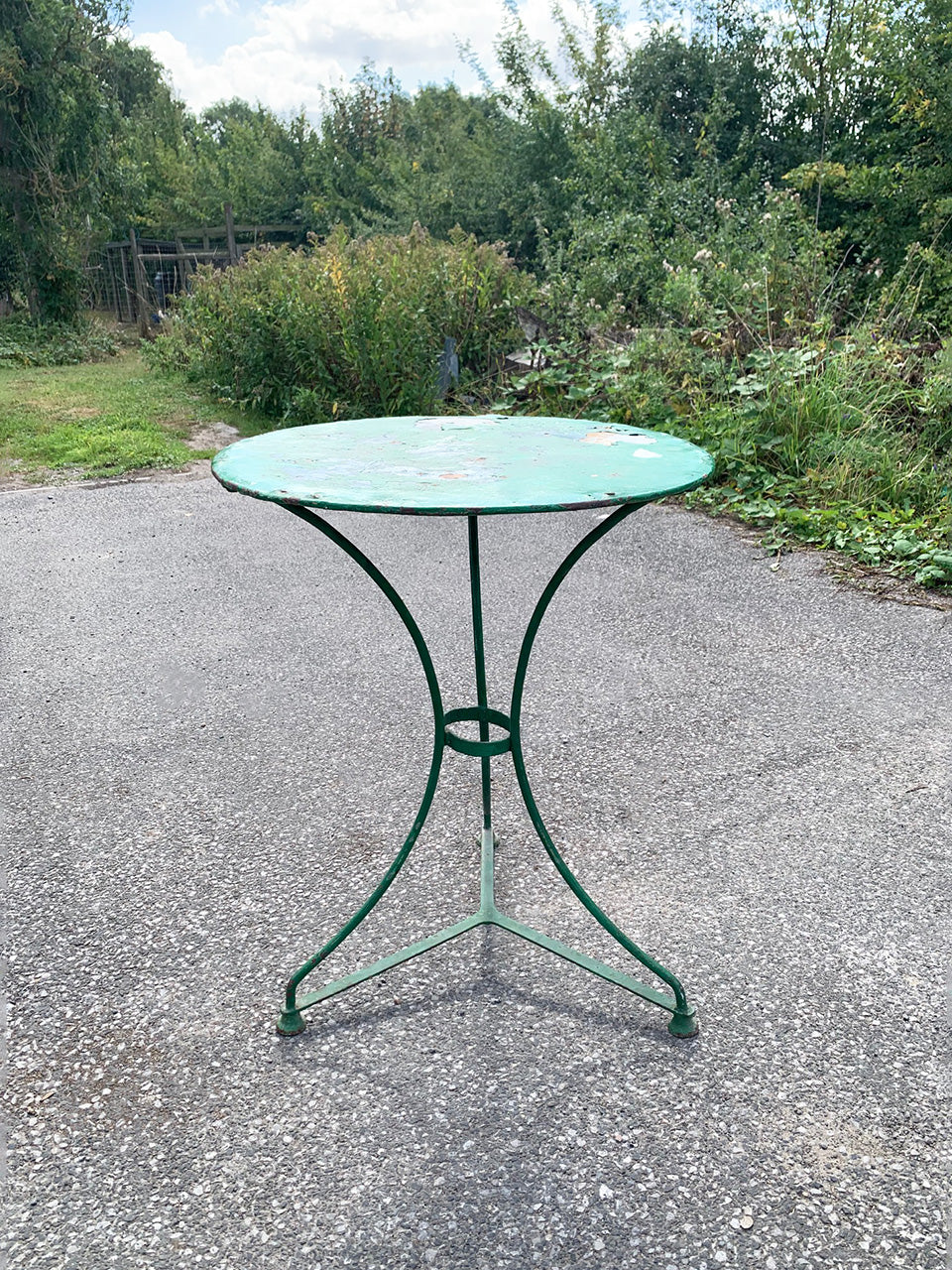 Green metal bistro table