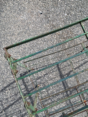 Two green painted etageres (1 available - left)