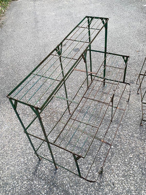 Two green painted etageres (1 available - left)