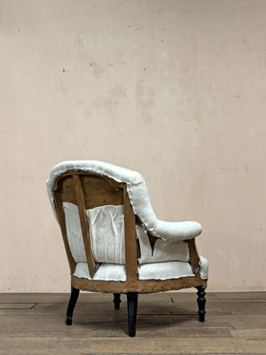 19th century armchair with ebonised legs (inc. completion of the re-upholstery)