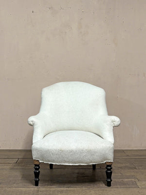 19th century armchair with ebonised legs (inc. completion of the re-upholstery)