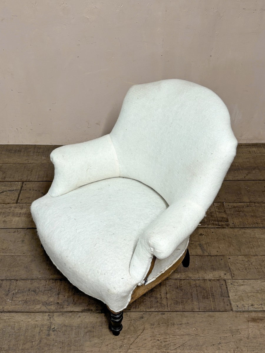 19th century armchair with ebonised legs (inc. completion of the re-upholstery)
