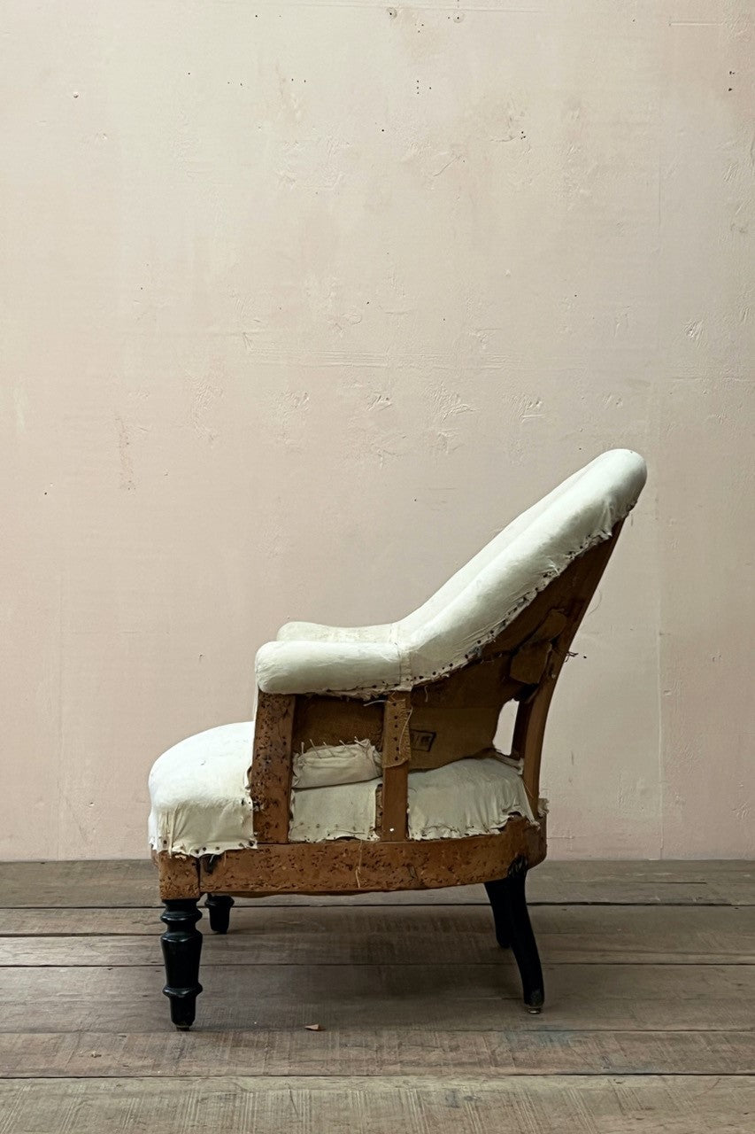 Mid 19th century tub armchair (inc. re-upholstery, ex. fabric)