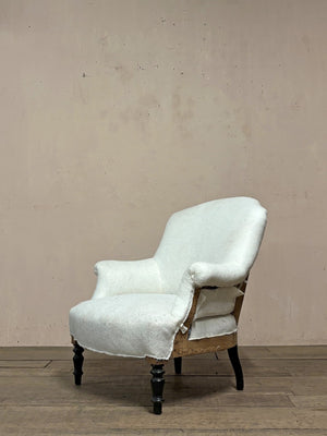 19th century armchair with ebonised legs (inc. completion of the re-upholstery)
