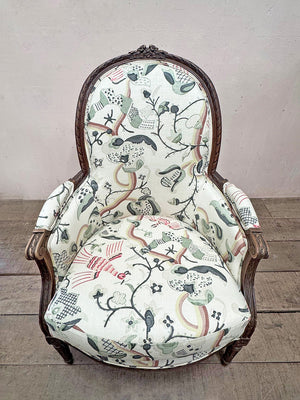 Bergère armchair in Robert Kime fabric