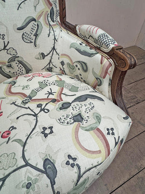 Bergère armchair in Robert Kime fabric