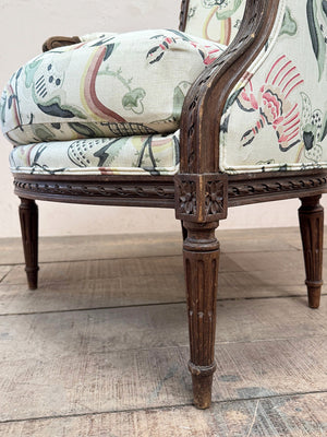 Bergère armchair in Robert Kime fabric