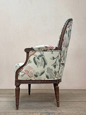 Bergère armchair in Robert Kime fabric