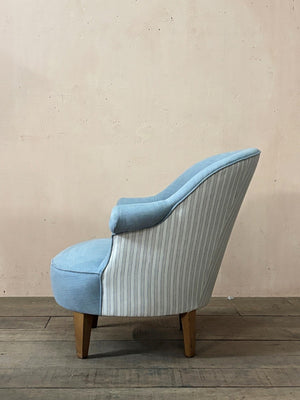 Blue linen tub armchair