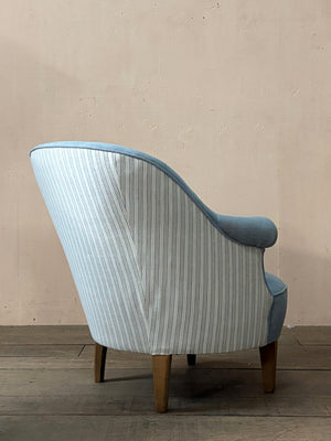 Blue linen tub armchair