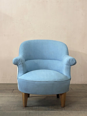 Blue linen tub armchair