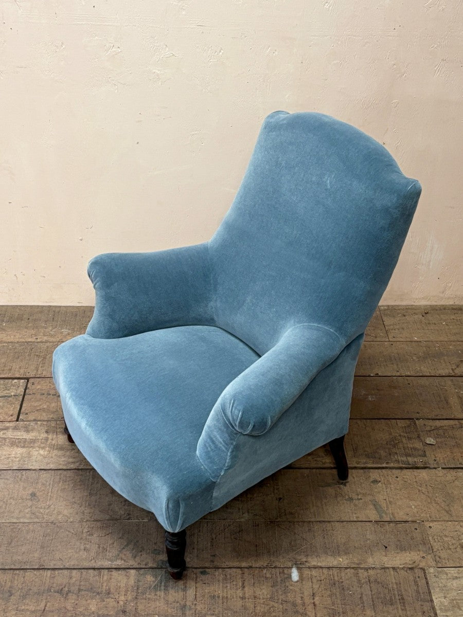 Blue mohair armchair