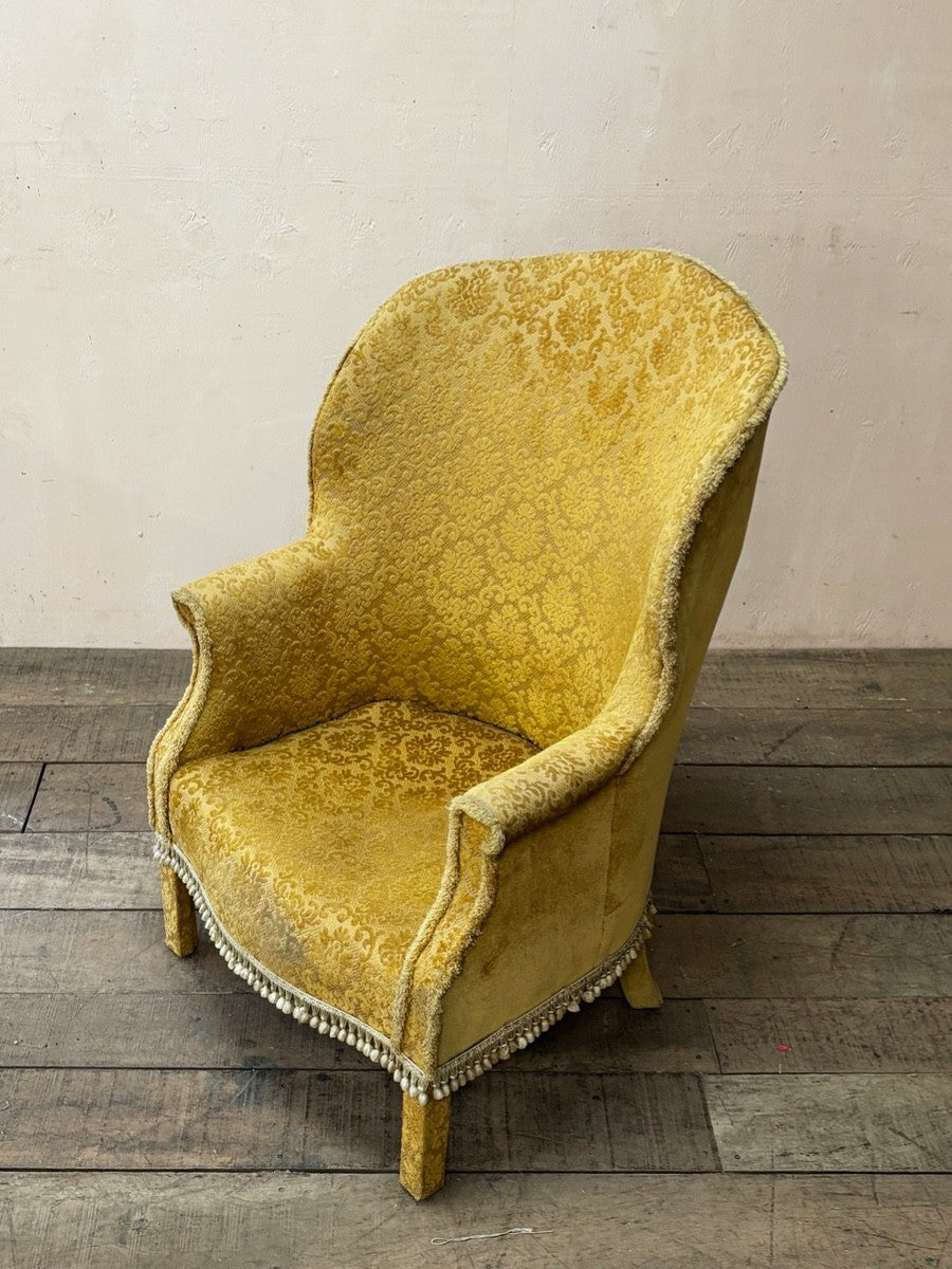 Cut velvet wing armchair 'as is'