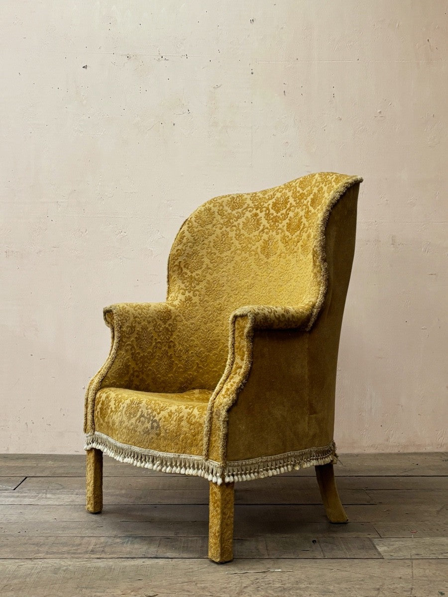 Cut velvet wing armchair 'as is'