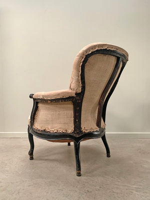 Ebonised frame armchair for re-upholstery 'as is'