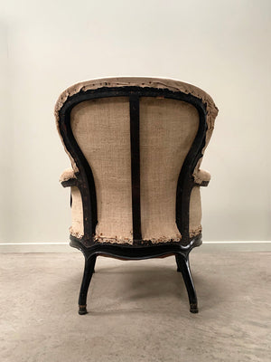 Ebonised frame armchair for re-upholstery 'as is'