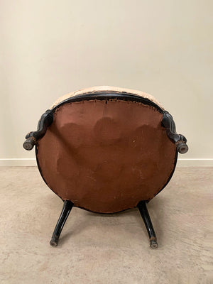 Ebonised frame armchair for re-upholstery 'as is'