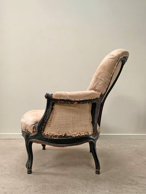 Ebonised frame armchair for re-upholstery 'as is'