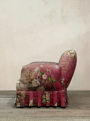 Floral pillow armchair (re-upholstered, ex. fabric)