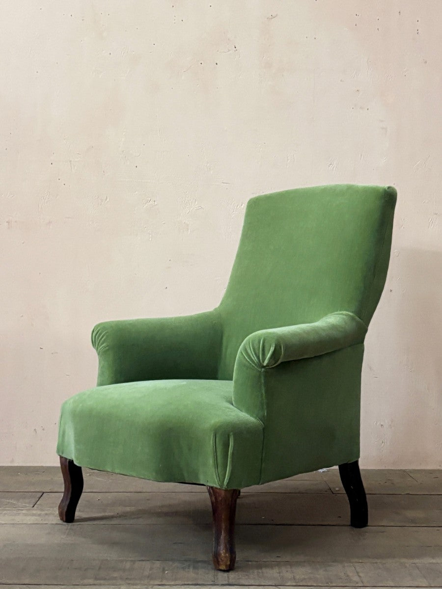 Green mohair velvet armchair