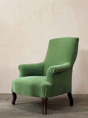 Green mohair velvet armchair